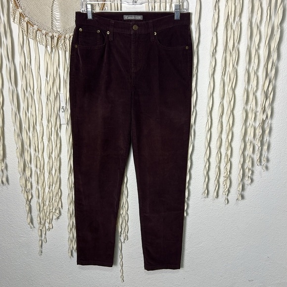 Garnet Hill Merlot Color Slim Fit Corduroy Pants Size 4 - Picture 1 of 16